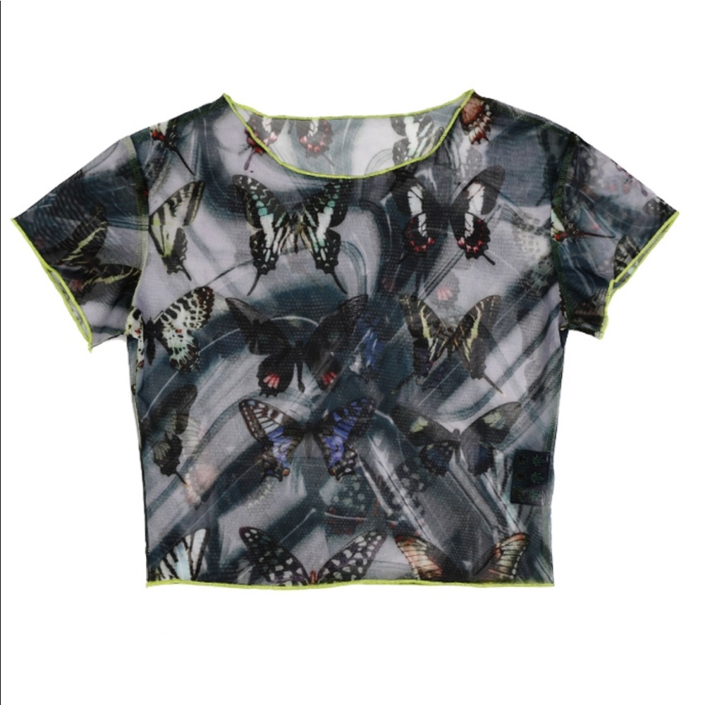 Butterfly mesh crop top jean Paul Gaultier style